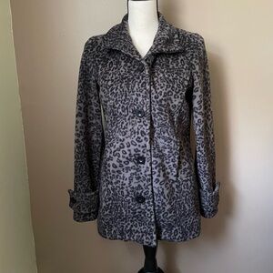Valerie Bertinelli Gray Leopard Print Teddy Jacket